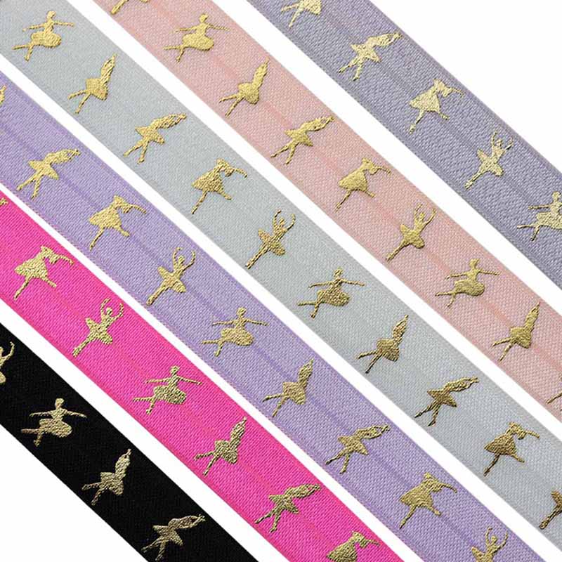 Ballet girl printed fold over elastic