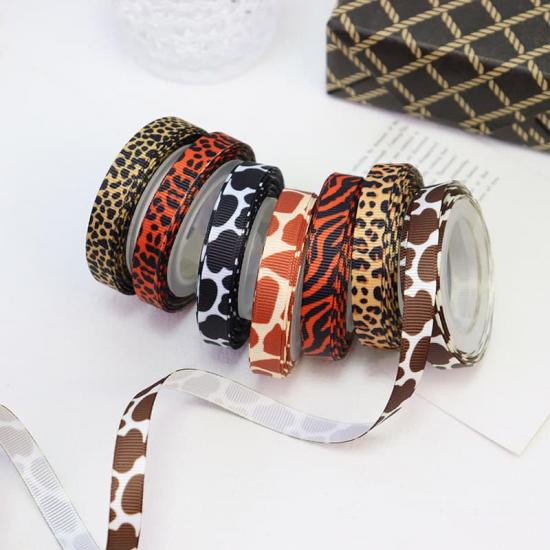 Leopard print grosgrain ribbon